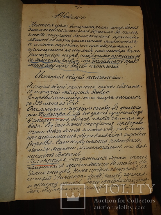 1900-е Рукописная книга по общей патологии, фото №2