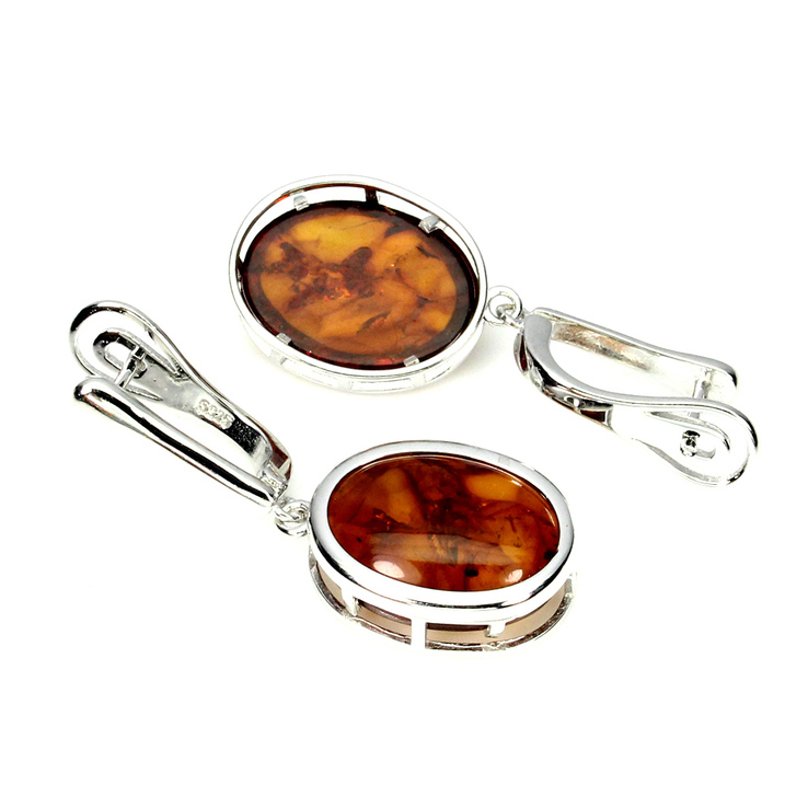 Серьги серебряные 925 натуральный оранжевый янтарь ., фото №4