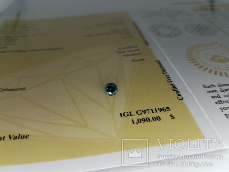Природный фантазийный бриллиант 0,52 карат с сертификатом, фото №4