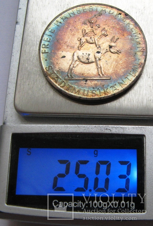 Германия, серебряный токен в 20 марок 1965 "Ганзейский город Бремен", фото №6