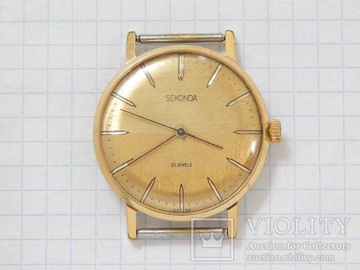 Часы "Sekonda 2209 USSR" тонкие, позолота AU10- (на ходу). Повторно., фото №3