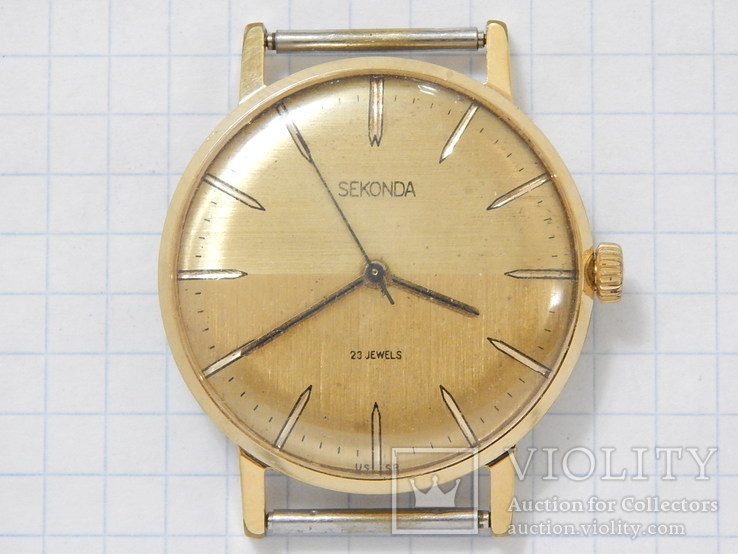 Часы "Sekonda 2209 USSR" тонкие, позолота AU10- (на ходу). Повторно., фото №4