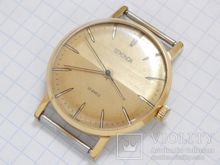 Часы "Sekonda 2209 USSR" тонкие, позолота AU10- (на ходу). Повторно., фото №5