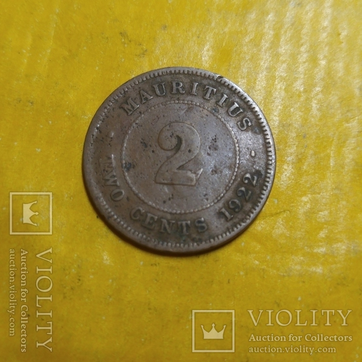 Британский Маврикий 2 цента 1922 Георг V, фото №2