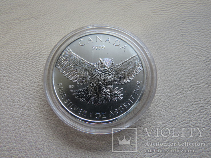 Канада 2015 год 5 долларов серебро 9999 Сова, фото №2