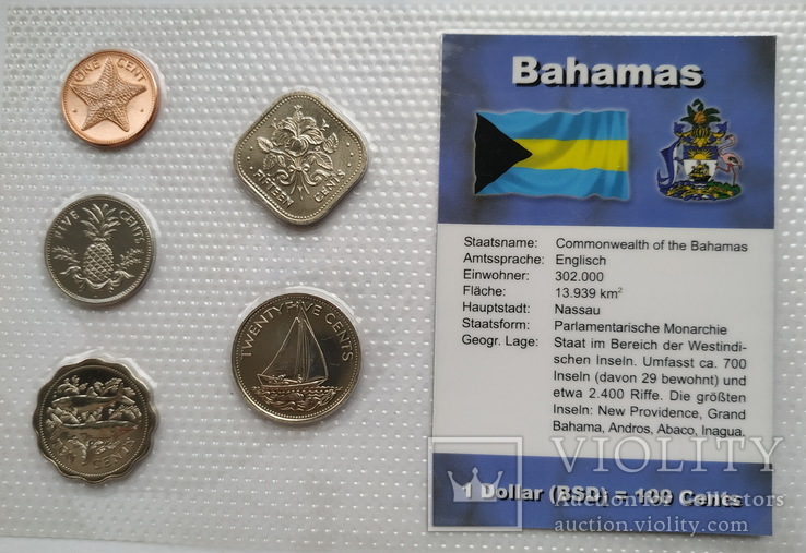 Монеты Багамских островов 1,5,10,15,25 центов в сувенирной упаковке 1992 2000 и 2004 года, фото №3