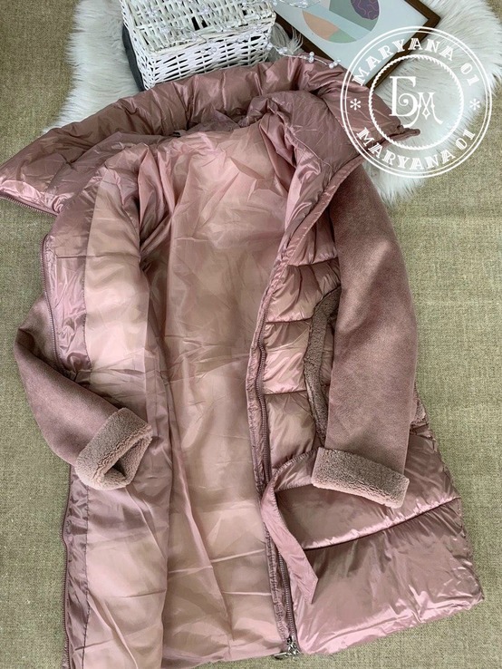 Элегантная зимняя куртка пудра размер XL, фото №6