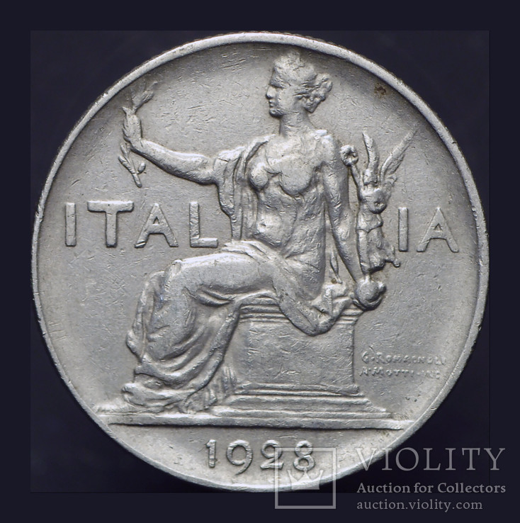 Италия 1 лира 1928, фото №2