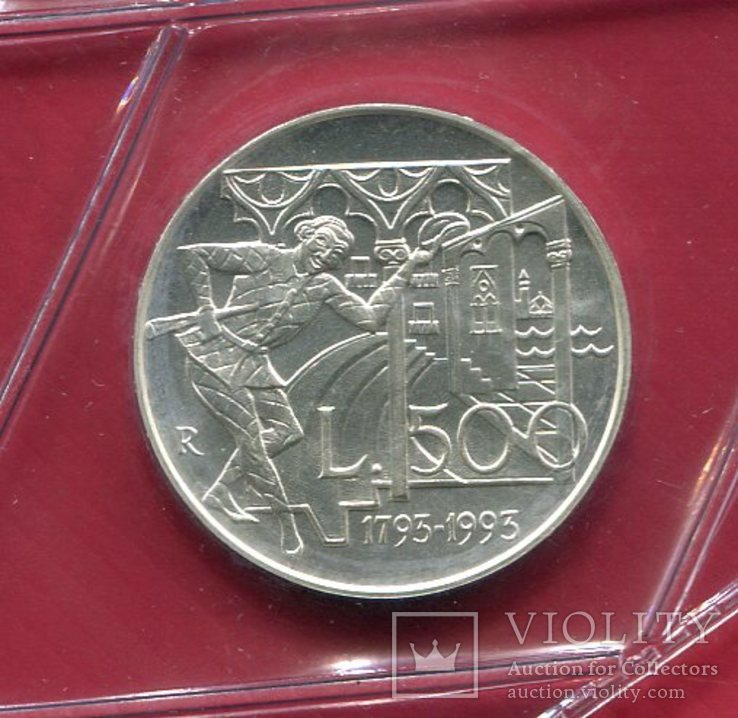 Италия 500 лир 1993 UNC Карло Гольдони ,,Слуга двух господ,,, фото №2