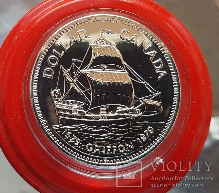 Канада 1 доллар 1979 г. Серебро. 100 лет со дня первого плавания корабля «Гриффон»