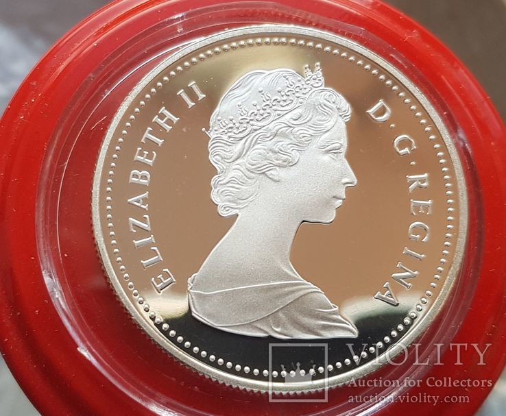 Канада 1 доллар 1989 г. Серебро. 150-летие Торонто. Каноэ. Елизавета II., фото №3
