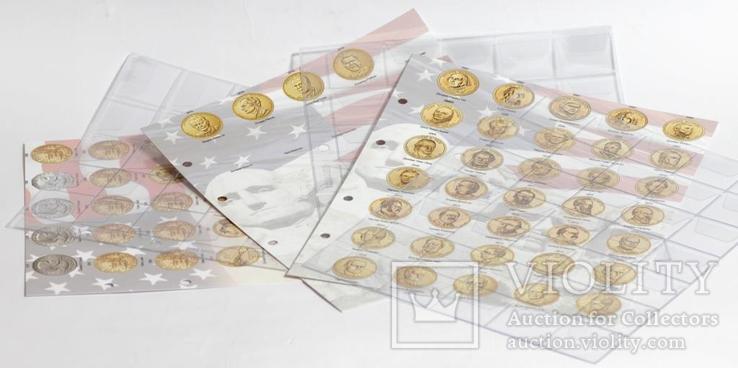 Комплект листов для однодолларовых монет США серии "Президенты и "Сакагавея" без МД, фото №2