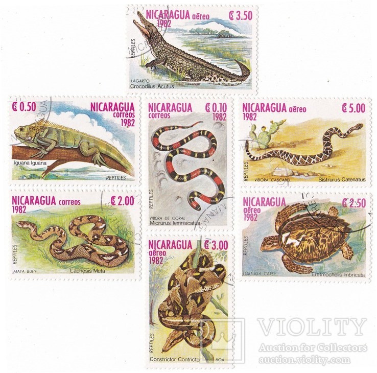 Серия 7 марок Никарагуа.