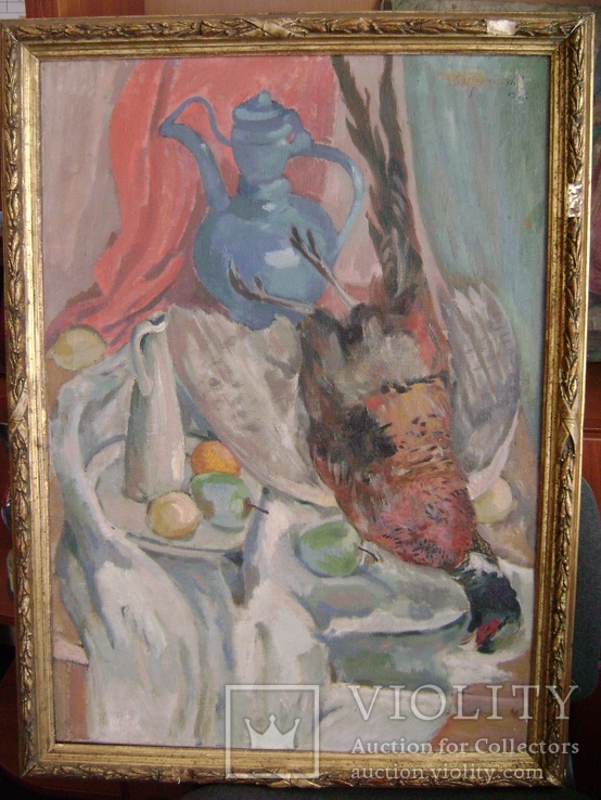 Людвиг Квятковский (1880-1953). Натюрморт с фазаном, фото №3