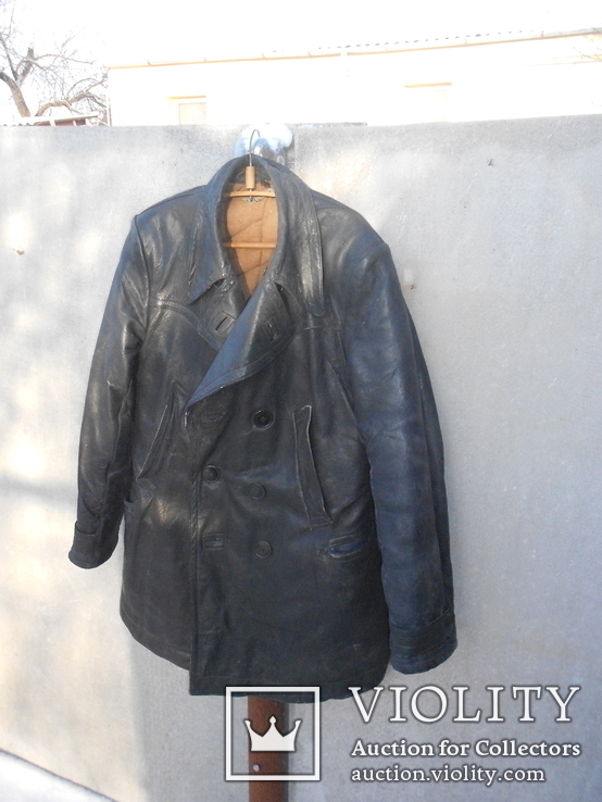 Кожаное пальто 40 - 50 х годов., фото №2