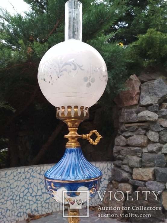 Лампа фарфор нарядная светильник стекло металл под керосиновую, фото №8