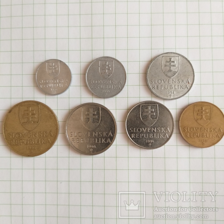 Словакия 10,20,50 геллеров 1,2,5,10 крон, фото №3
