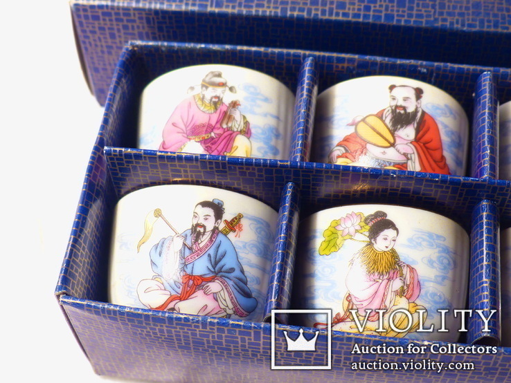 Винтажный набор - чашки для саке 8 шт - фарфор япония , позолота, фото №4