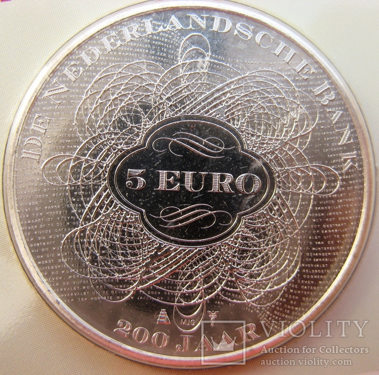 Нидерланды, 5 евро 2014 "200 лет Нидерландскому банку", фото №4