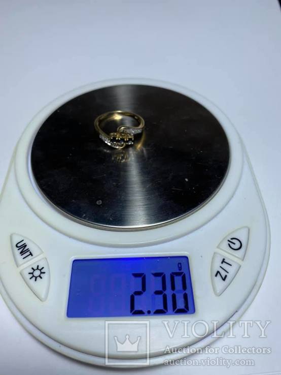 Золотое кольцо с 3-мя сапфирами и бриллиантами, photo number 6