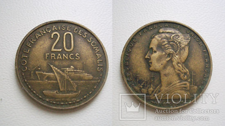 Французское Сомали, 20 франков 1952 года