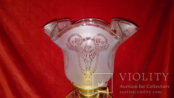 Ампирная керосиновая лампа нач.19 века с плафоном "тюльпан"., фото №3