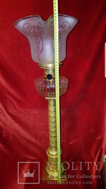 Ампирная керосиновая лампа нач.19 века с плафоном "тюльпан"., фото №13