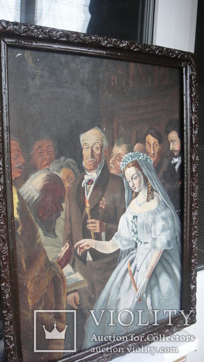 Репродукция скандальной картины В.Пукирева "Неравный брак", старинная, 61х81 см., фото №7