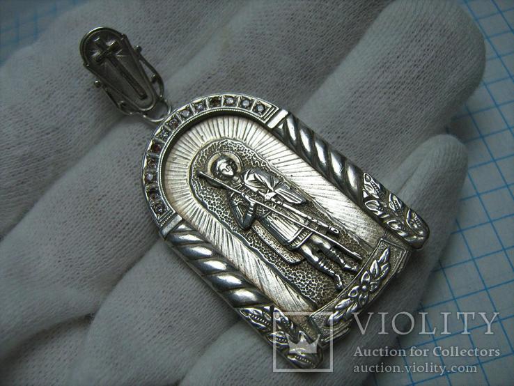Серебряная Ладанка Святой Георгий Победоносец Большая Иконка 925 проба Серебро 265, фото №2