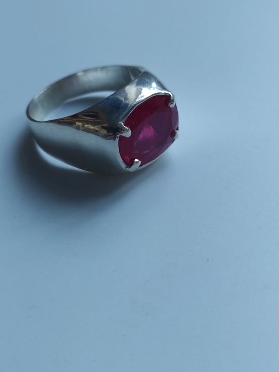 Серебряный мужской перстень с натуральным рубином 6 карат с сертификатом на камень., фото №2