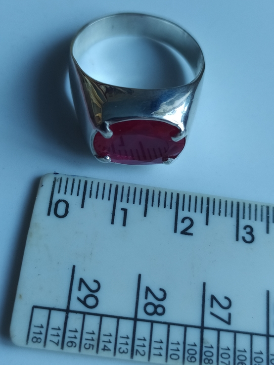 Серебряный мужской перстень с натуральным рубином 6 карат с сертификатом на камень., photo number 7
