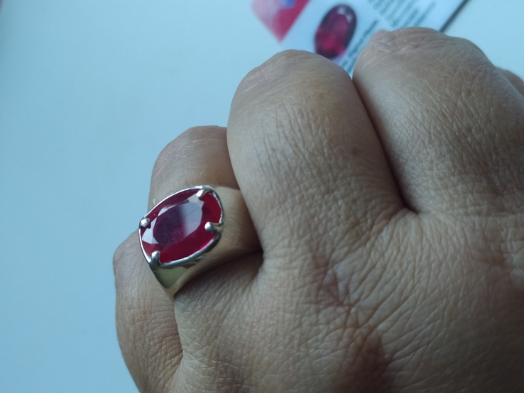 Серебряный мужской перстень с натуральным рубином 6 карат с сертификатом на камень., photo number 8