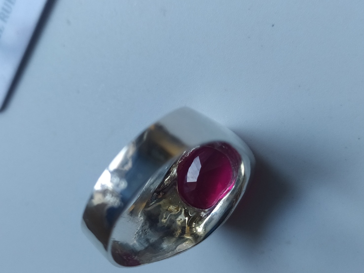 Серебряный мужской перстень с натуральным рубином 6 карат с сертификатом на камень., photo number 9