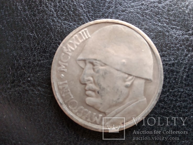 Монета 20 лир Италия (1943г,Бенито Муссолини). Копия., фото №2