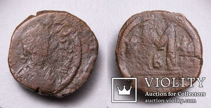Юстиніан І (527-565р.), 40 нумміїв (1 фоліс), м.Константинополь, 527-538р., фото №2