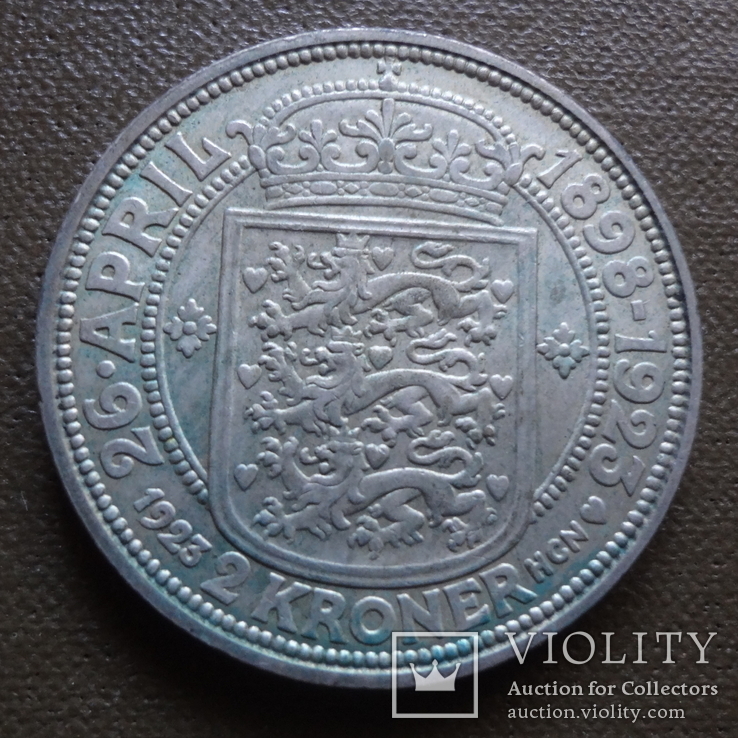 2 кроны 1923 Дания серебро   (К.50.2)~, фото №3