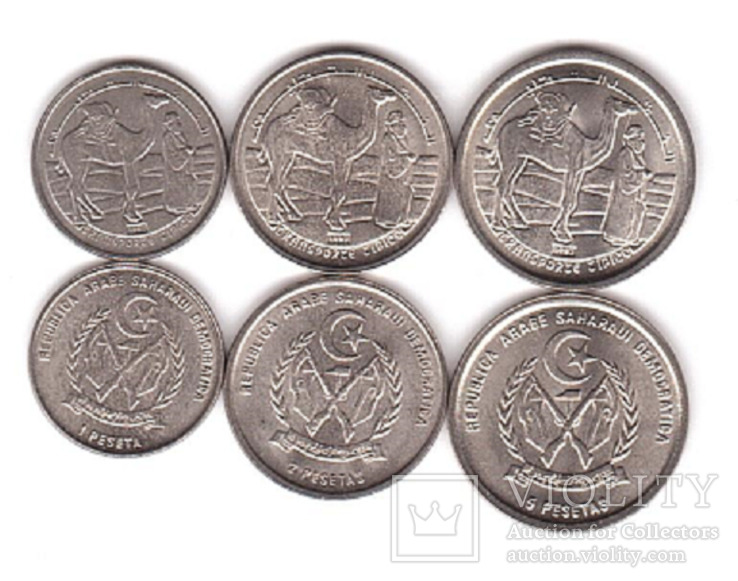 Saharawi Сахарская АДР - набор 3 монеты 1 2 5 Pesetas 1992
