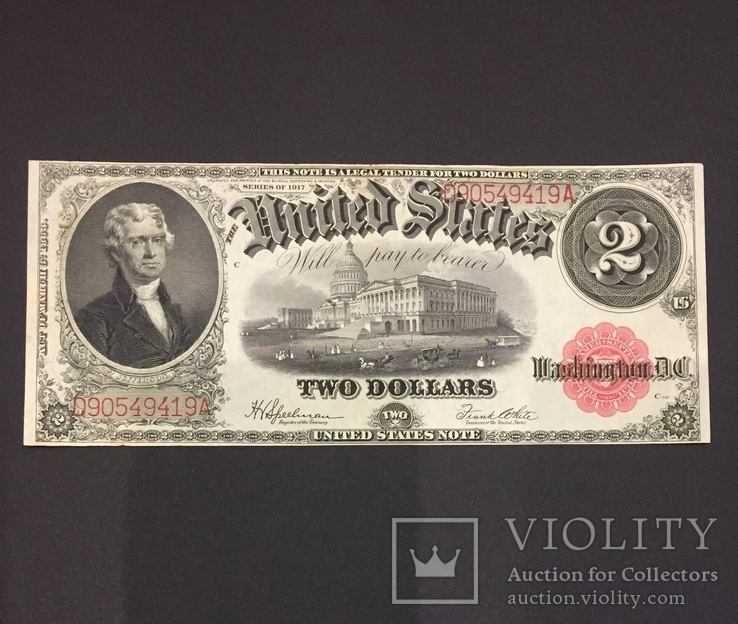 2$ США 1917 г. UNC large size, фото №2