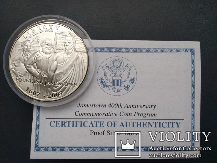 1 доллар США 2007 (P) Jamestown 400th, фото №4
