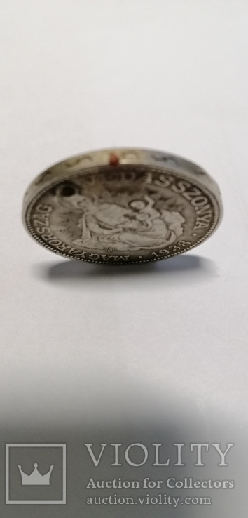 Серебряная Монета Венгрия 2 пенго пенгё pengo Magyar 1938 год, фото №7