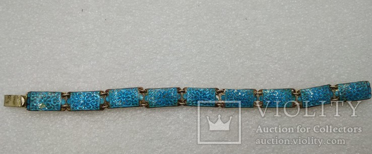 Браслет серебро 925 с голубой эмалью Сиам, photo number 2