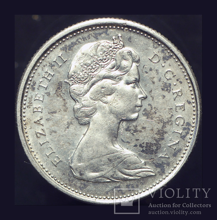 Канада 25 центов 1967 Рысь серебро aUnc, фото №3