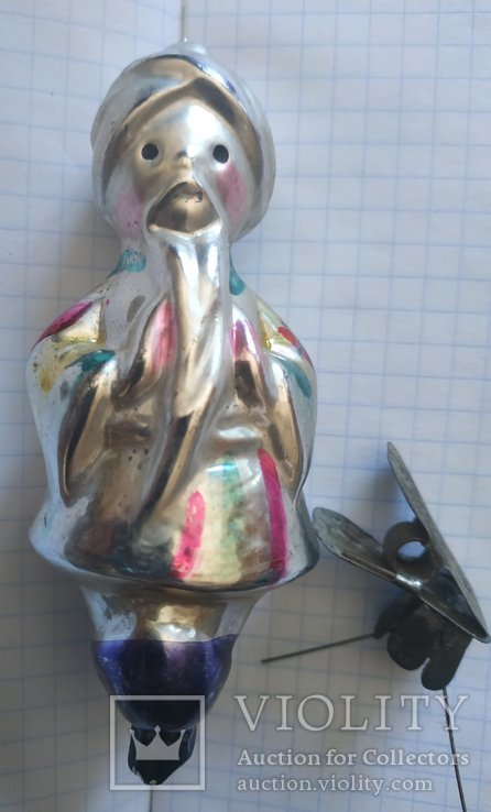 Ёлочная игрушка на прищепке 1960-е года СССР. Старик Хоттабыч
