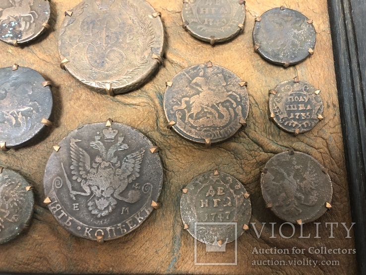 Деревяная картина с медными монетами Царской России, фото №6
