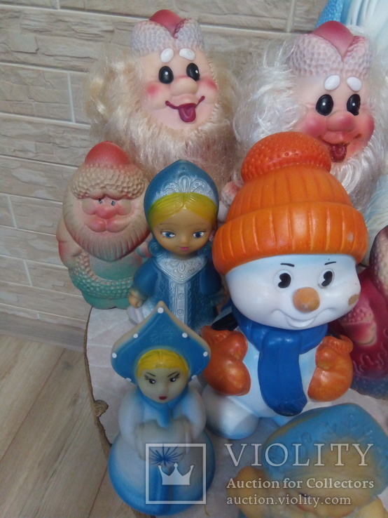 Дед Мороз и Снегурочка,  снеговик, коллекция из резины, фото №3