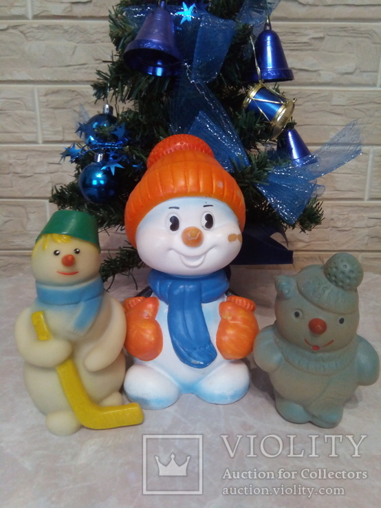 Дед Мороз и Снегурочка,  снеговик, коллекция из резины, фото №12