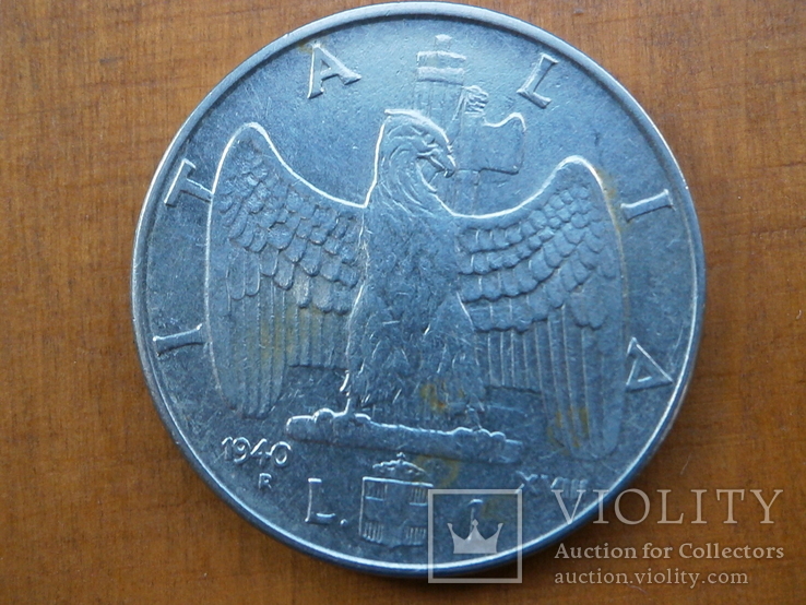 Италия 1 лира, 1940, не магнетик, фото №2