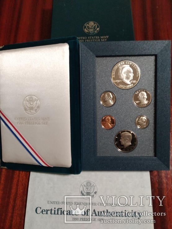 Годовой набор монет США 1990 года Prestige Set "100 лет Эйзенхауэру", фото №2