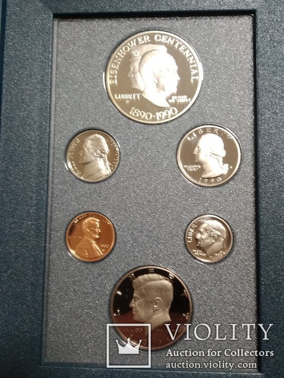 Годовой набор монет США 1990 года Prestige Set "100 лет Эйзенхауэру", фото №3