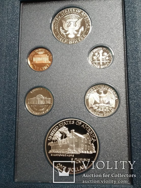 Годовой набор монет США 1990 года Prestige Set "100 лет Эйзенхауэру", фото №4